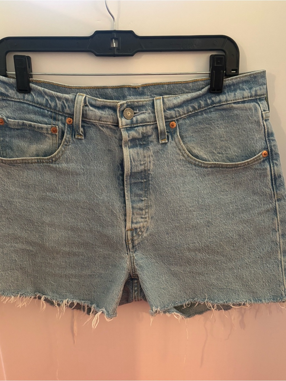 Levi's Light Blue Denim Frayed Cutoff Shorts